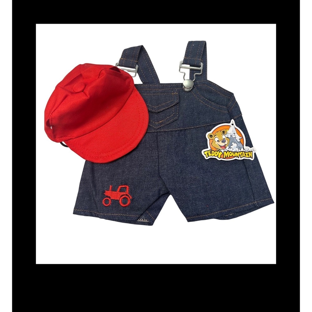 Teddy Mountain Farmer Outfit for 16 inch Bears Denim Overalls & Red Hat 2423 NWT